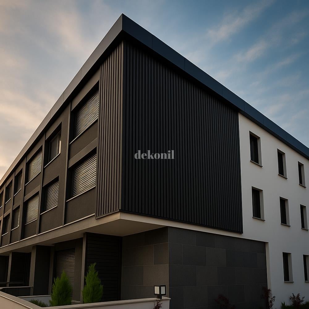 PVC Antrasit İkili Dış Cephe Lambri Kaplaması 12 cm