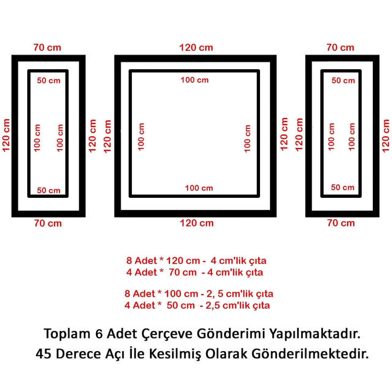 Roma 4cm ve 2,5 cm Boyanabilir Hazır Kesilmiş Duvar Çıtası Paketi 3lü (120cm*70cm)