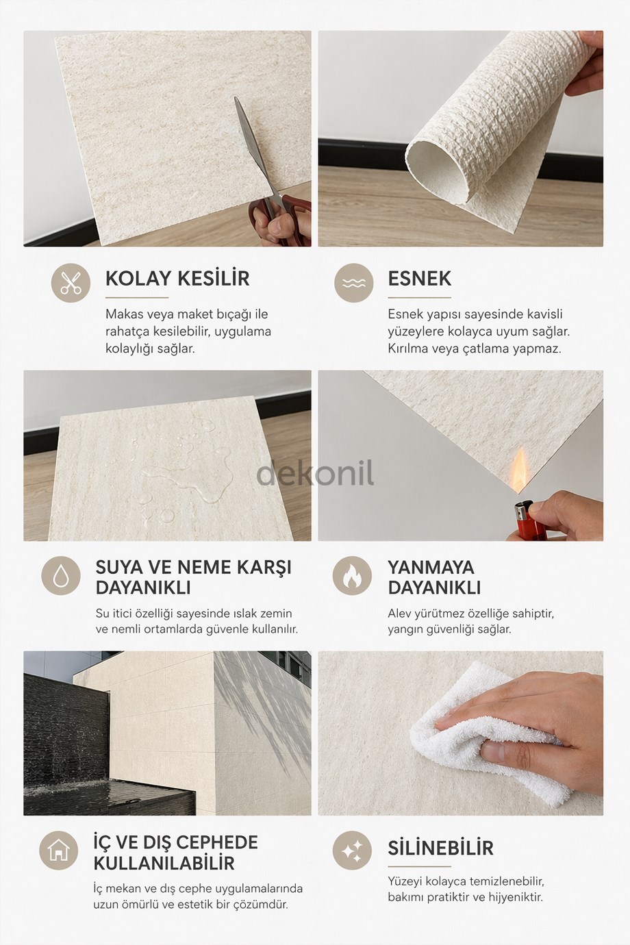 Caramel Mermer Desenli Flexinil Stone İnce Esnek Doğal Taş Panel 50*100 cm