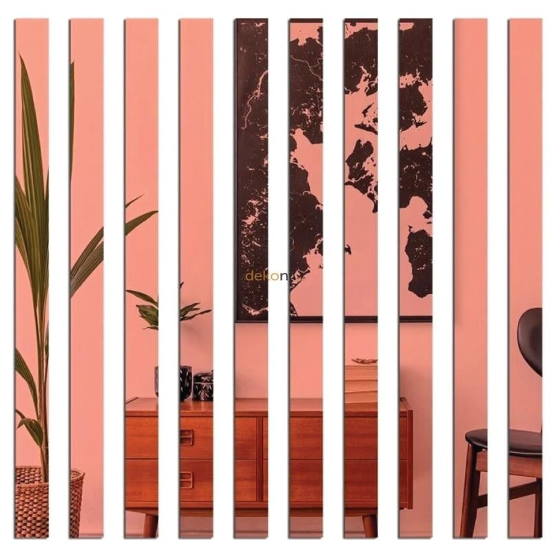 Şerit Pleksi Yapışkanlı Rose Gold Ayna 2,3 cm