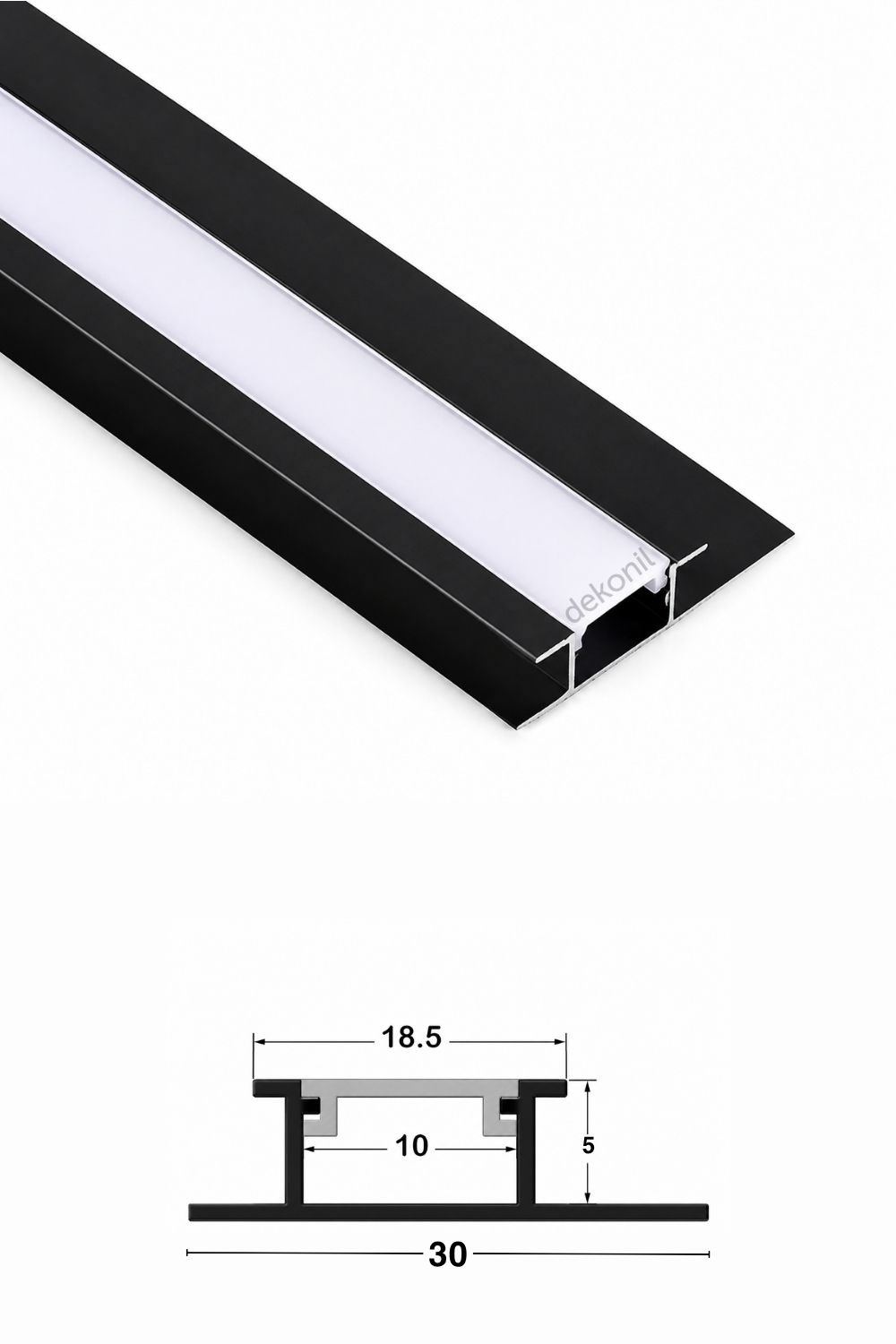 Siyah Ek Ledli Alüminyum Profil 270 cm – Bambu ve PVC Foam Duvar Paneli Uyumlu