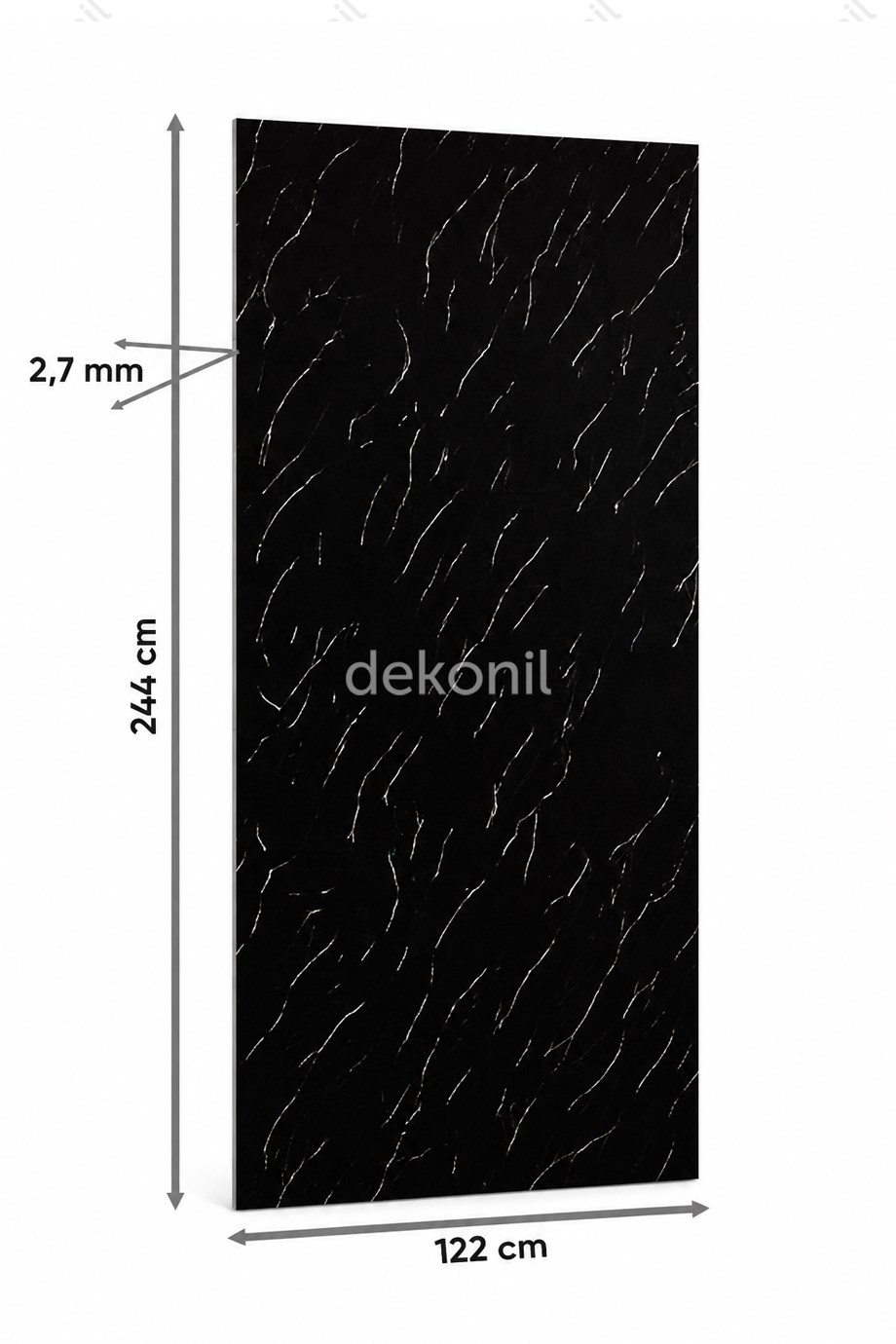 Siyah İnci Mermer Desenli PVC Duvar Paneli 122×244 cm