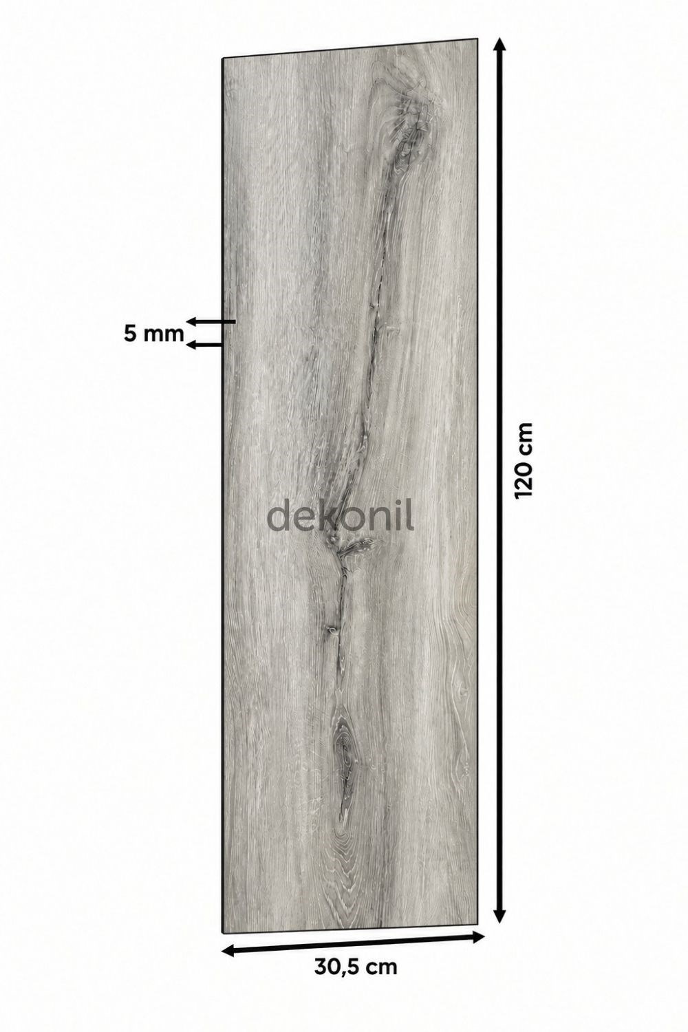 SPC Parke Duman Meşe Desenli – Su Geçirmez Zemin Paneli 30,5*120 cm (1 m²)