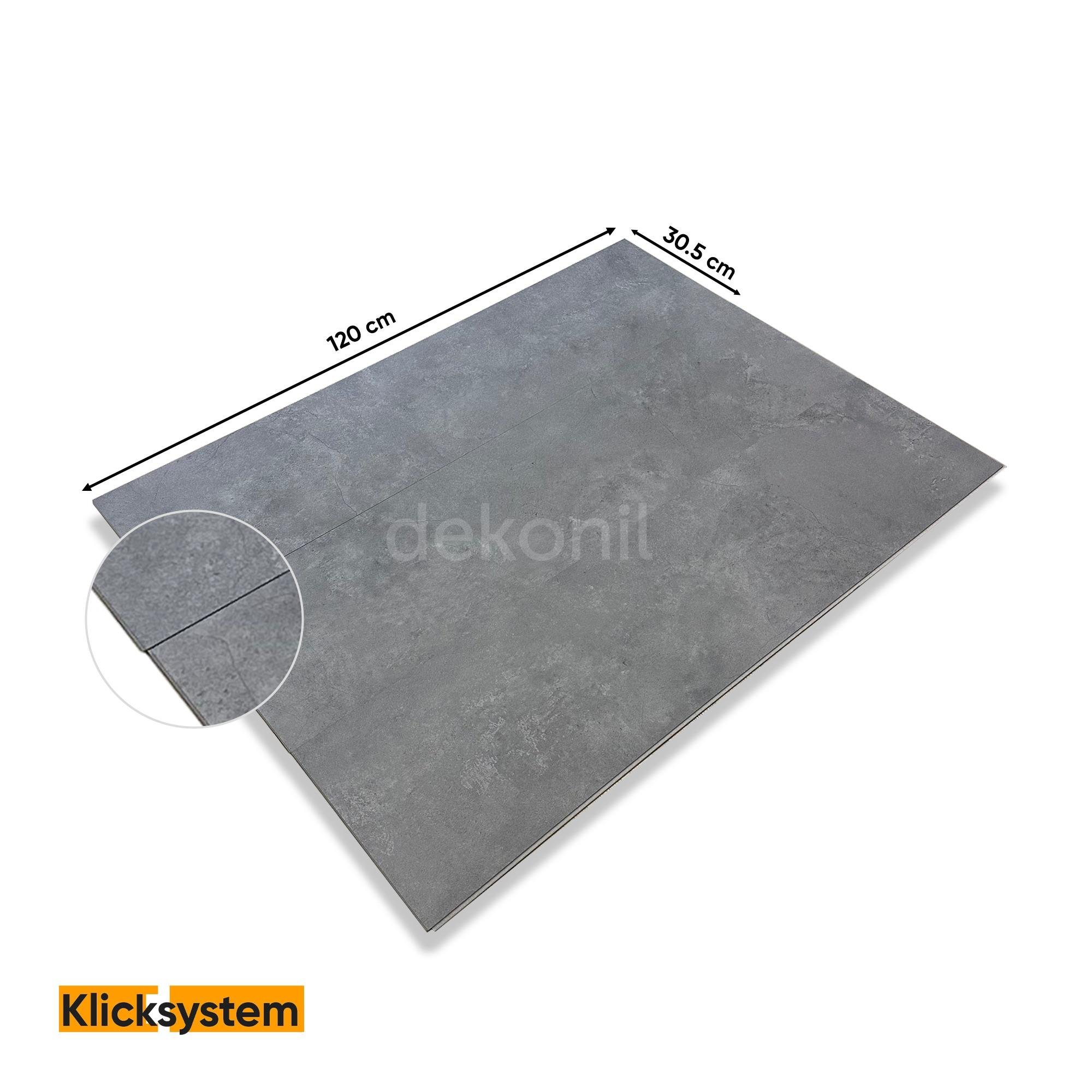 SPC Gri Beton Parke – Su Geçirmez Zemin Paneli 30,5*120 cm (Paket: 6 Adet / 2,23 m²)
