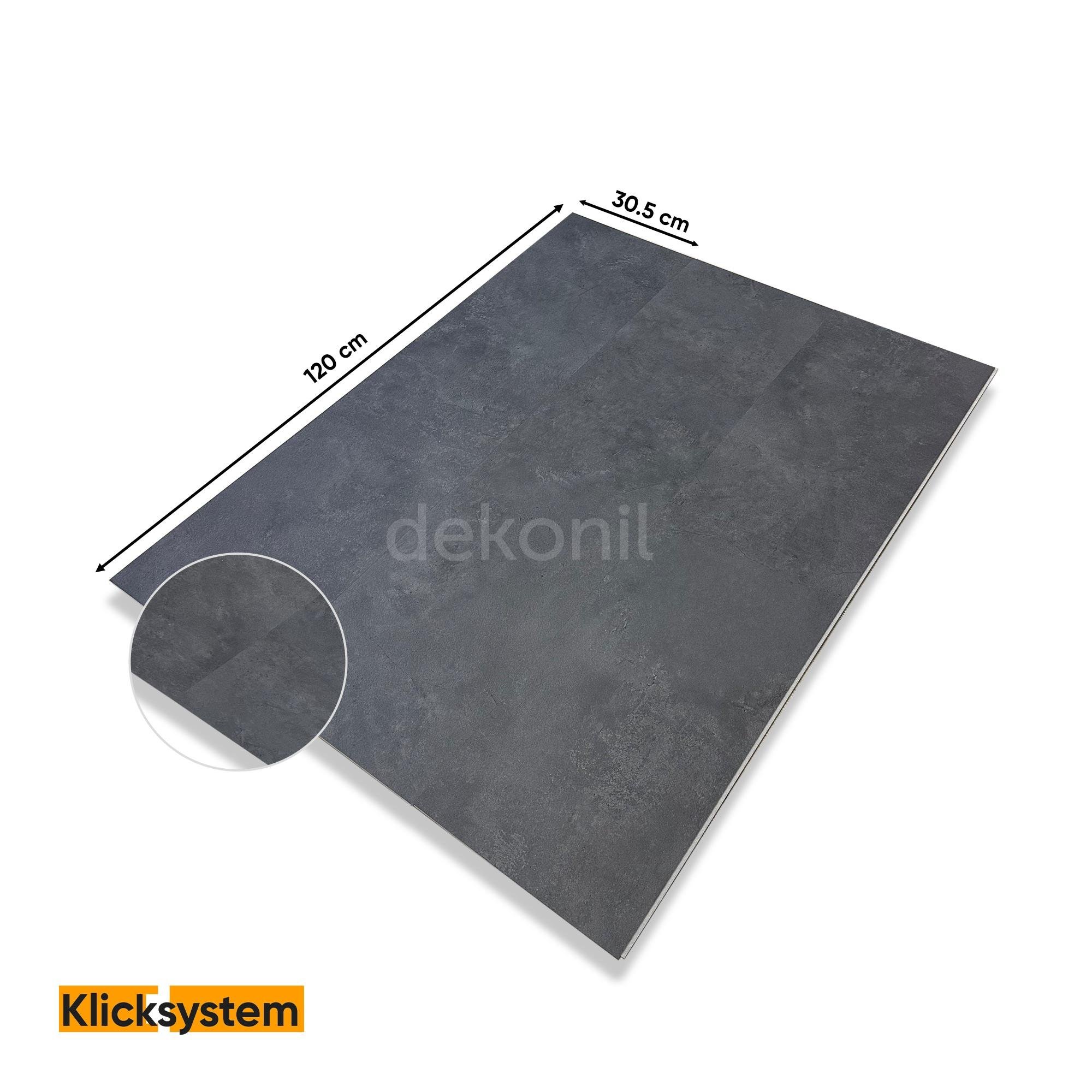 SPC Parke Koyu Gri Beton Desenli – Su Geçirmez Zemin Paneli 30,5*120 cm (Paket: 6 Adet / 2,23 m²)