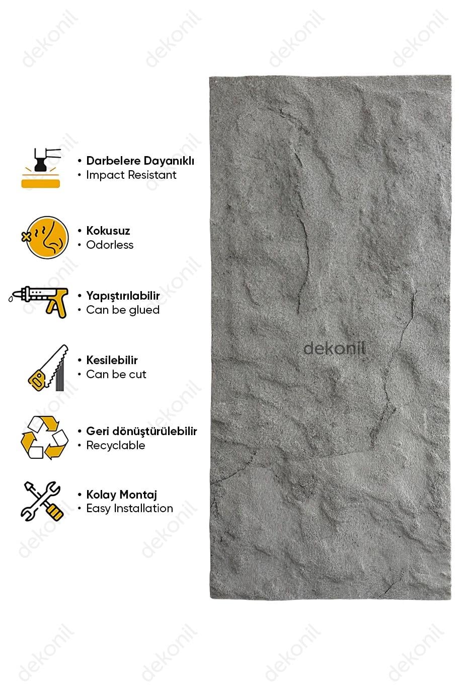 Taş Dokulu EPS Duvar Paneli Gri 50*120 cm