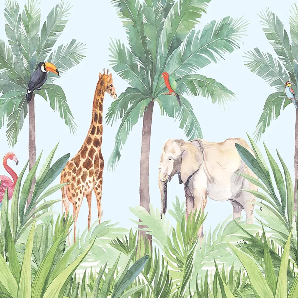 ورق جدران مطبوع مخصص بنقوش استوائية، مصنوع من نسيج