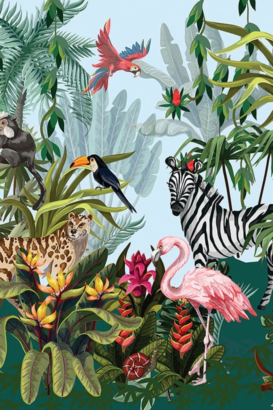 Tropical Patterned Custom Print Wallpaper