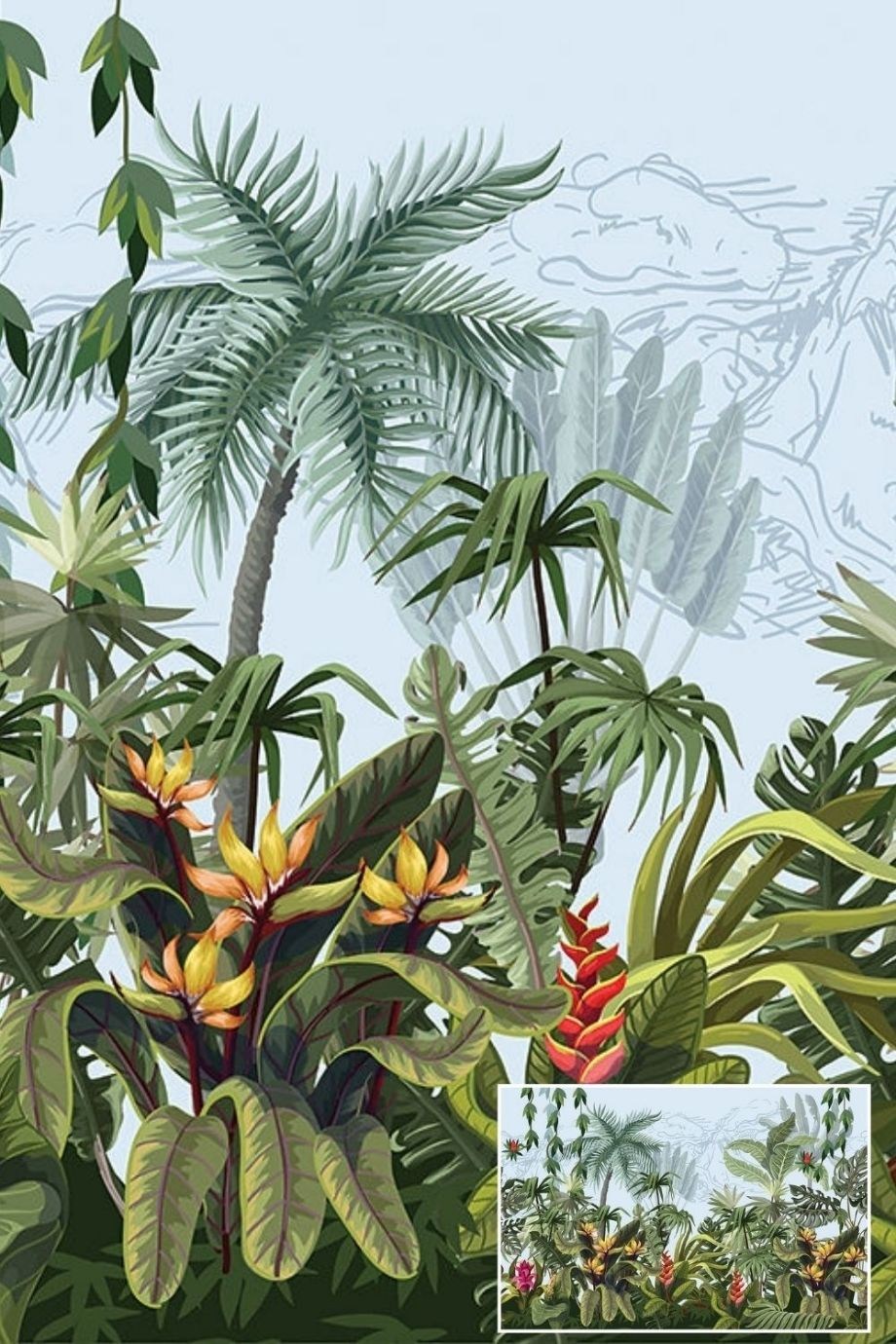 Tropical Patterned Custom Print Wallpaper