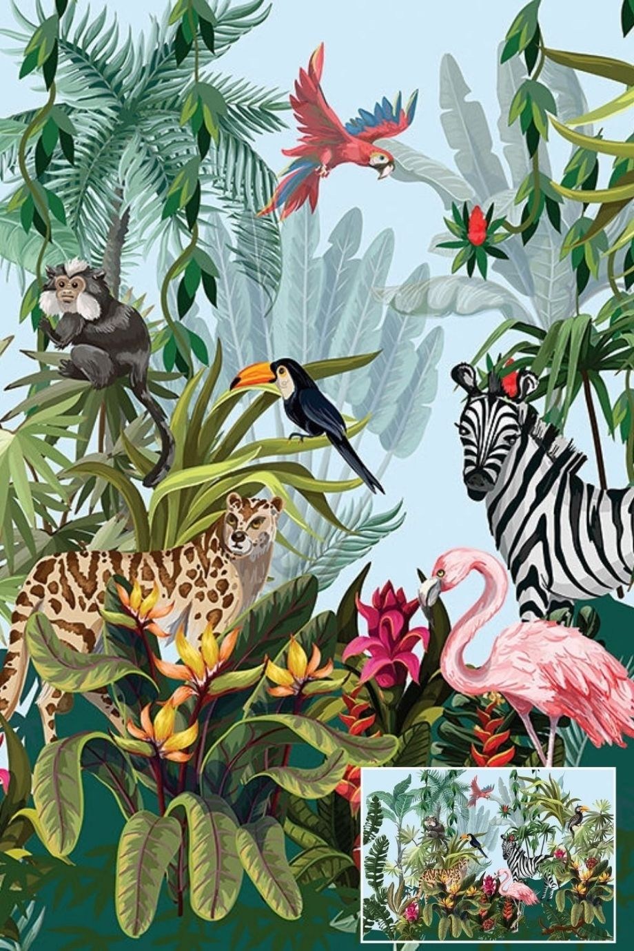 Tropical Patterned Custom Print Wallpaper