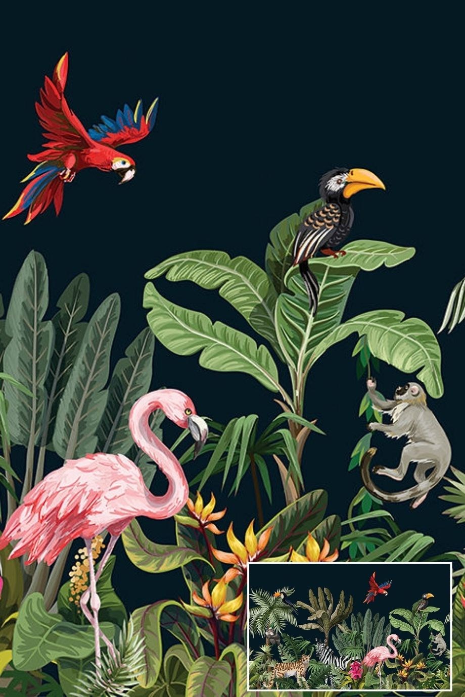 Tropical Patterned Custom Print Wallpaper