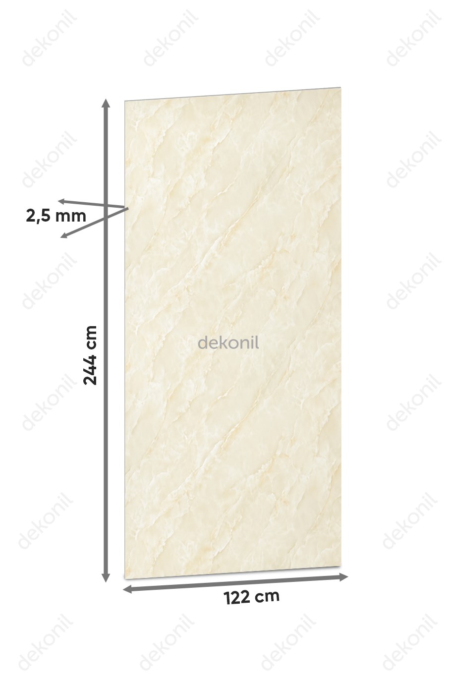 Vanilla Mermer Desenli PVC Duvar Paneli 122x244 cm