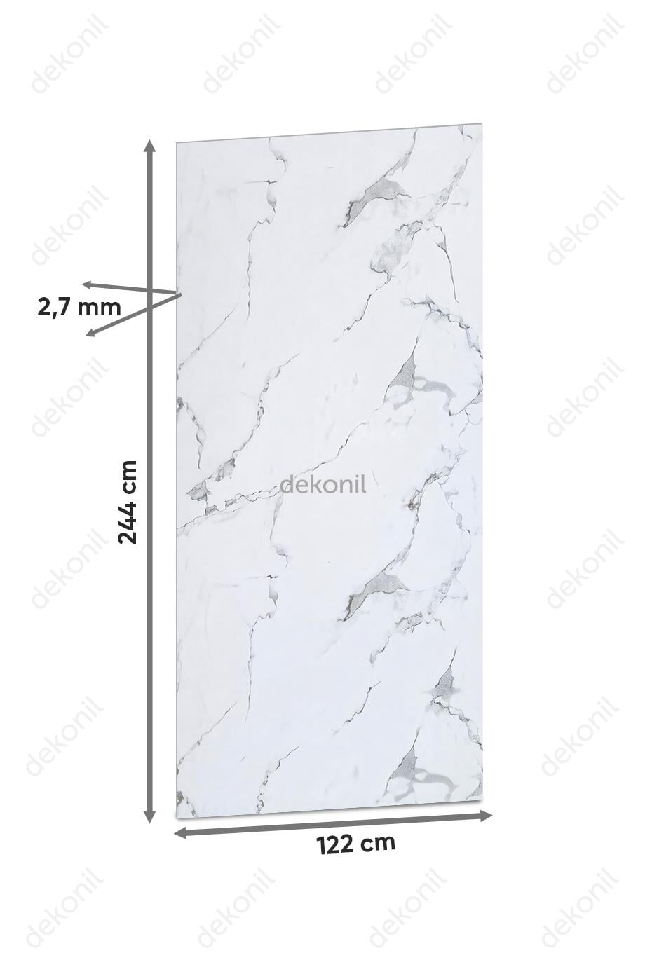 White Marble Patterned PVC Wall Panel 122*244cm