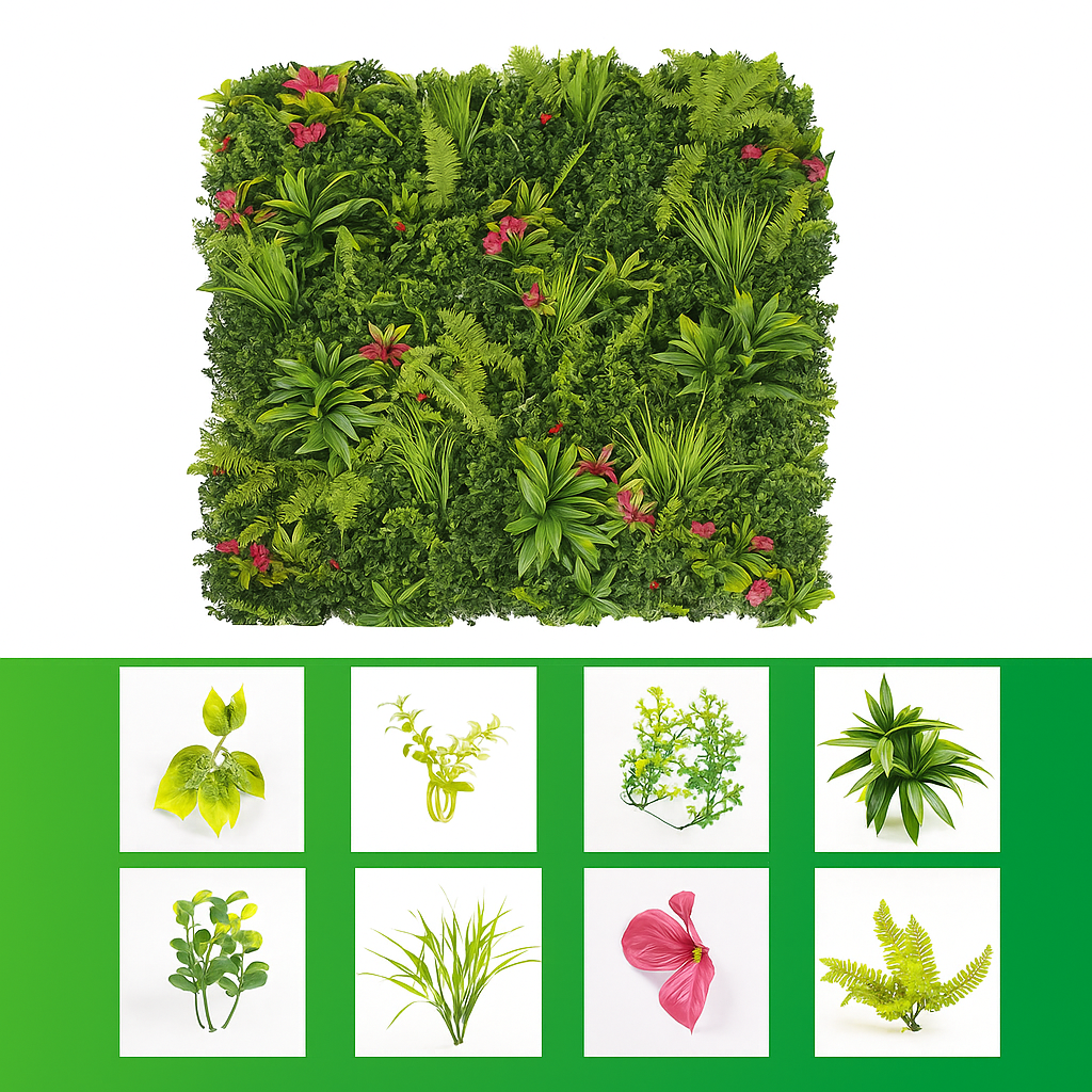 Yapay Bitki & Çiçek Dikey Bahçe Paneli 100*100 cm 1025