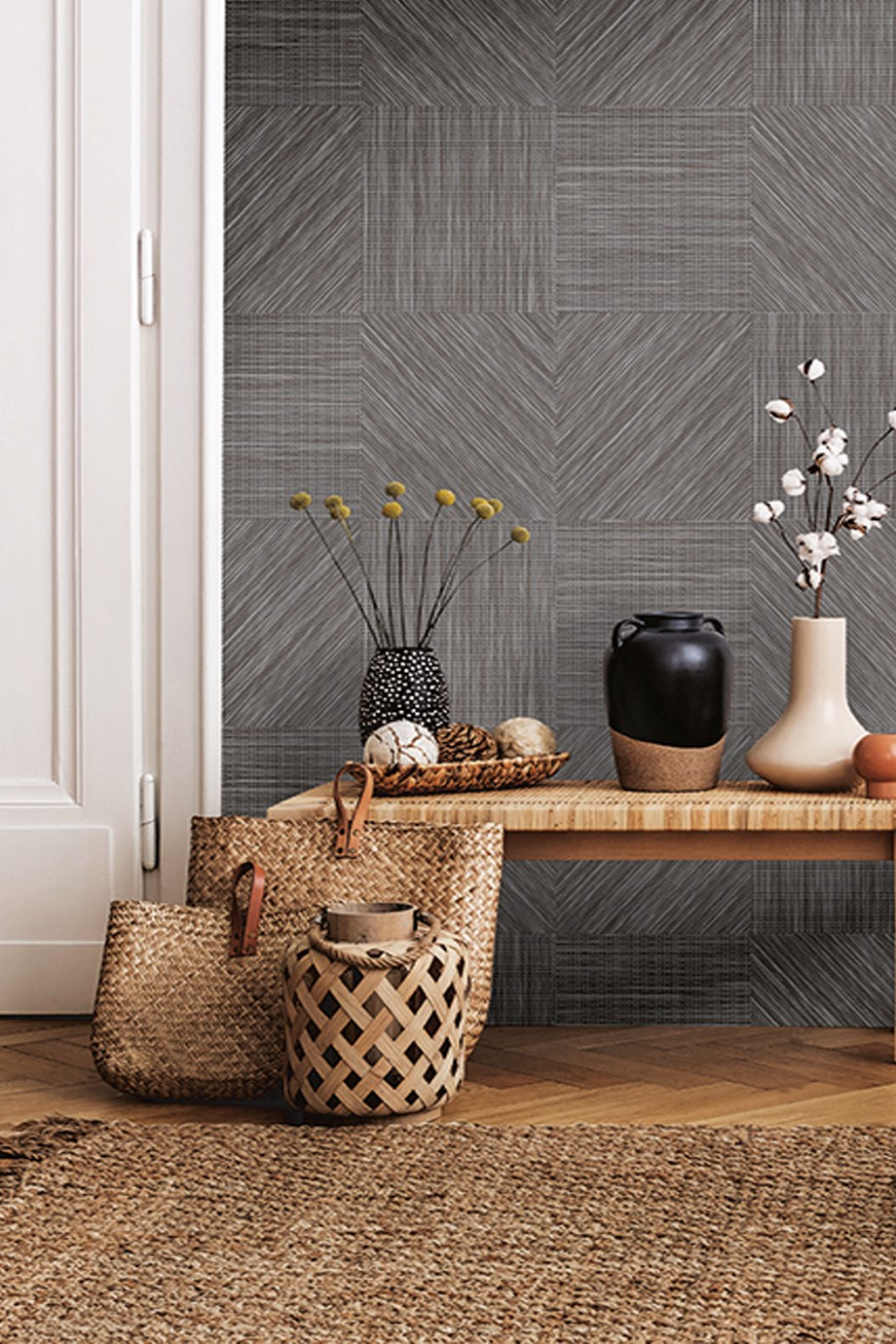 Zambaiti Parati Natural Geometrik Desenli İtalyan Duvar Kağıdı Z48425