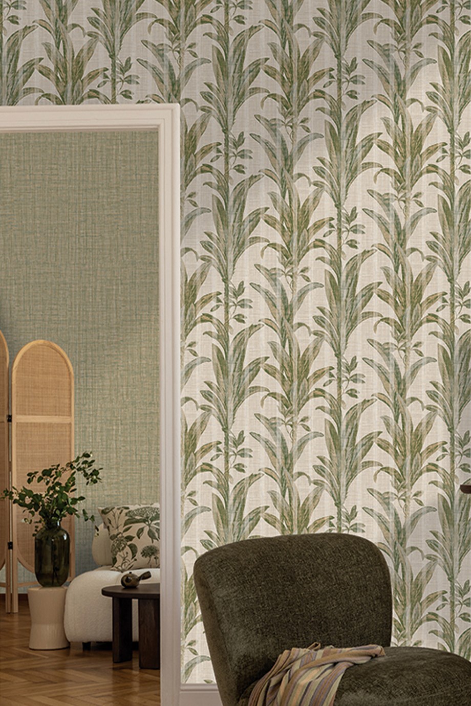 Zambaiti Parati Natural Tropikal Desenli İtalyan Duvar Kağıdı Z48419