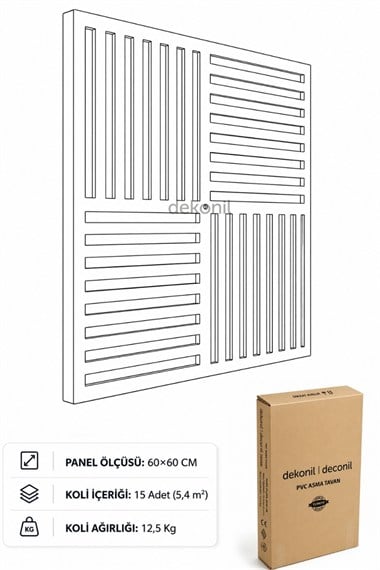 Akustik Görünümlü PVC Asma Tavan Kaplama Paneli Siyah 60*60 cm