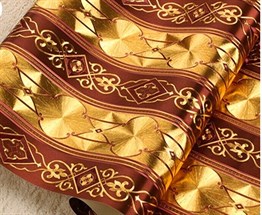 Gold Burgundy Striped Pattern Wallpaper D-90112