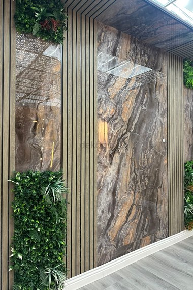 Arabescato Brown Mermer Desenli Pvc Duvar Paneli 122*244cm