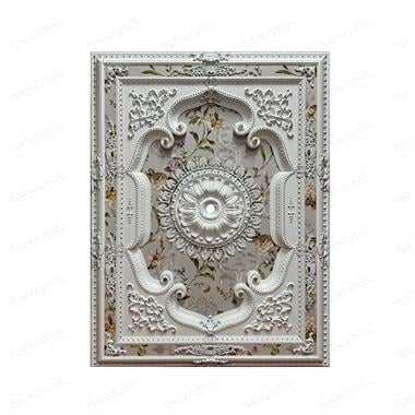 Beyaz Altın Dikdörtgen Saray Tavan 120*160 cm
