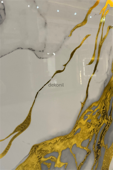 Beyaz Altın Mermer Desenli Pvc Duvar Paneli 122*244cm