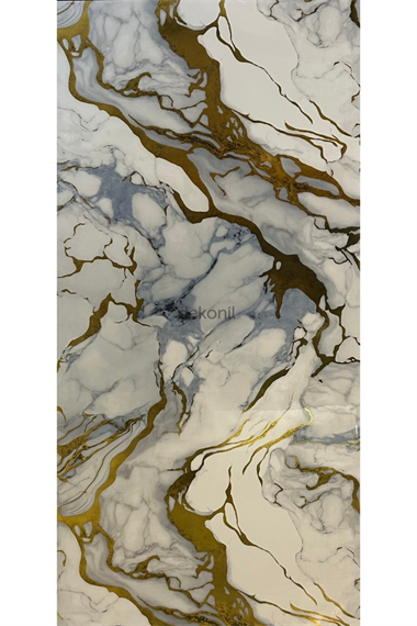 Beyaz Altın Mermer Desenli Pvc Duvar Paneli 122*244cm