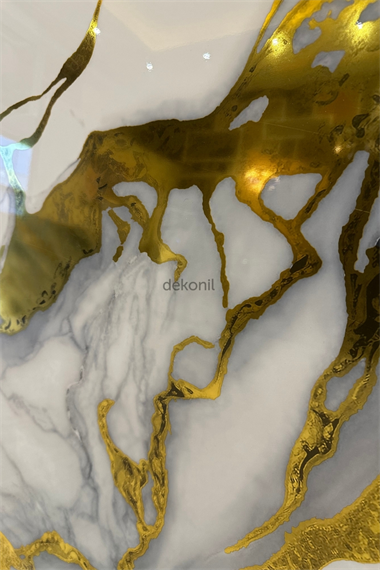 Beyaz Altın Mermer Desenli Pvc Duvar Paneli 122*244cm