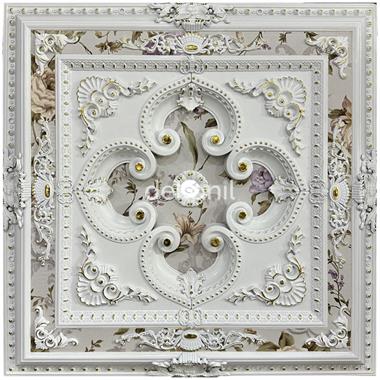 Beyaza Altın Kare Saray Tavan 90*90 cm