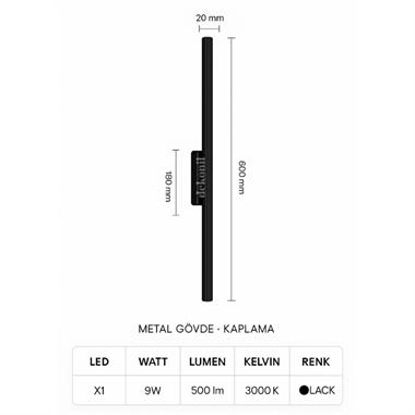 Black Viola Şarjlı Kablosuz LED Aplik