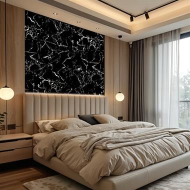 Black White Mermer Desenli Pvc Duvar Paneli 60*120cm