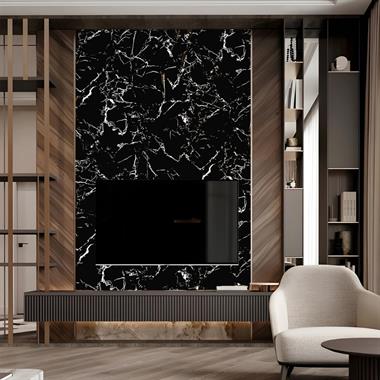 Black White Mermer Desenli Pvc Duvar Paneli 122*244cm
