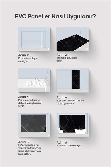 Antrasit Gold Mermer Desenli Pvc Duvar Paneli 122*244cm