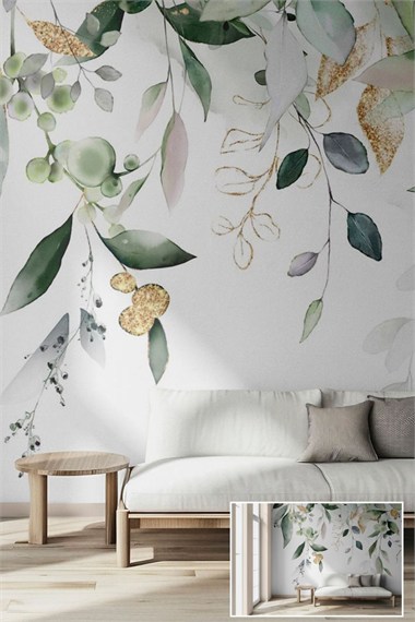 Floral Patterned Textile Based Personalized Print Wallpaper