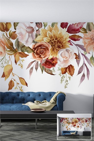Floral Patterned Textile Based Personalized Print Wallpaper