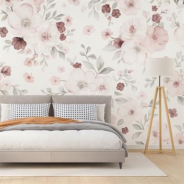 Floral Patterned Textile Based Personalized Print Wallpaper