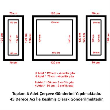 Destan 4cm ve 2,5 cm Boyanabilir Hazır Kesilmiş Duvar Çıtası Paketi 3lü (120cm*70cm)