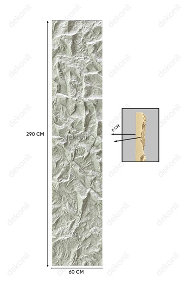 Doğaltaş Görünümlü 3D Poliüretan Kaya Paneli 60x290 cm