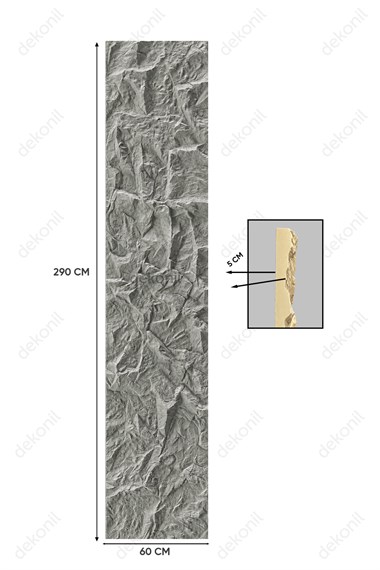 Doğaltaş Görünümlü 3D Poliüretan Kaya Paneli 60x290 cm