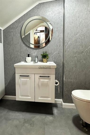 Emboss Grey Dokulu Mermer Desenli Pvc Duvar Paneli 122*244cm