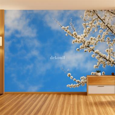 Gökyüzü Desenli Tekstil Tabanlı Kişiye Özel Baskı Duvar Kağıdı