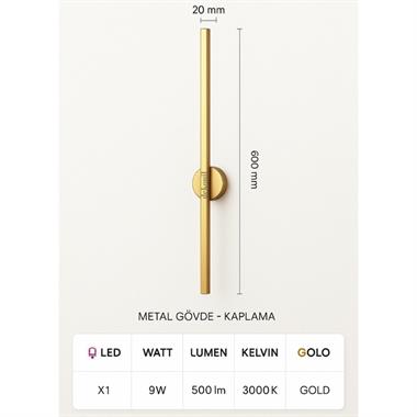 Gold Lindis Şarjlı Kablosuz LED Aplik