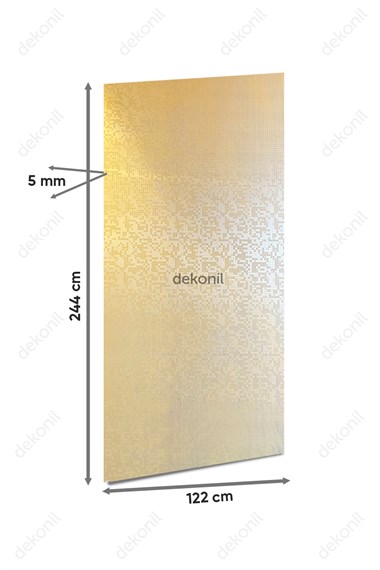 Gold Mozaik Desenli PVC Foam Board Duvar Paneli 122×244 cm
