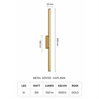Gold Viola Şarjlı Kablosuz LED Aplik
