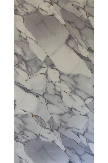 Gri Altın Mermer Desenli Pvc Duvar Paneli 122*244cm