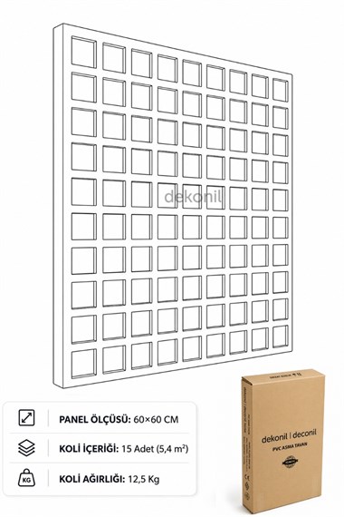 Kare Petek Siyah PVC Asma Tavan Kaplama Paneli 60*60 cm