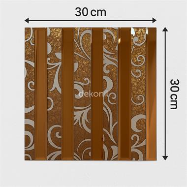 Kendinden Yapışkanlı Karo Ayna Çizgili Bronz Kahve 30*30 cm (2 m² )