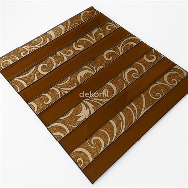 Kendinden Yapışkanlı Karo Ayna Çizgili Bronz Kahve 30*30 cm (2 m² )