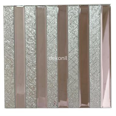 Kendinden Yapışkanlı Karo Ayna Çizgili Silver Gümüş 30*30 cm (2 m² )