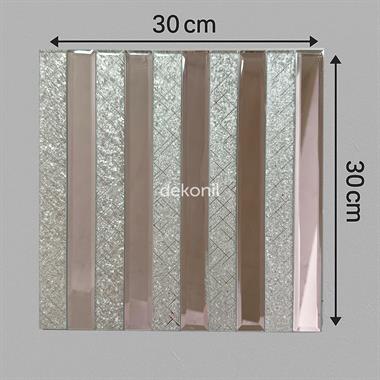 Kendinden Yapışkanlı Karo Ayna Çizgili Silver Gümüş 30*30 cm (2 m² )