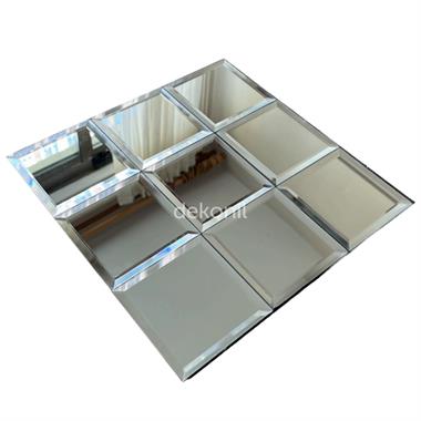 Kendinden Yapışkanlı Mozaik Karo Ayna İnce Kare Silver 30*30 cm